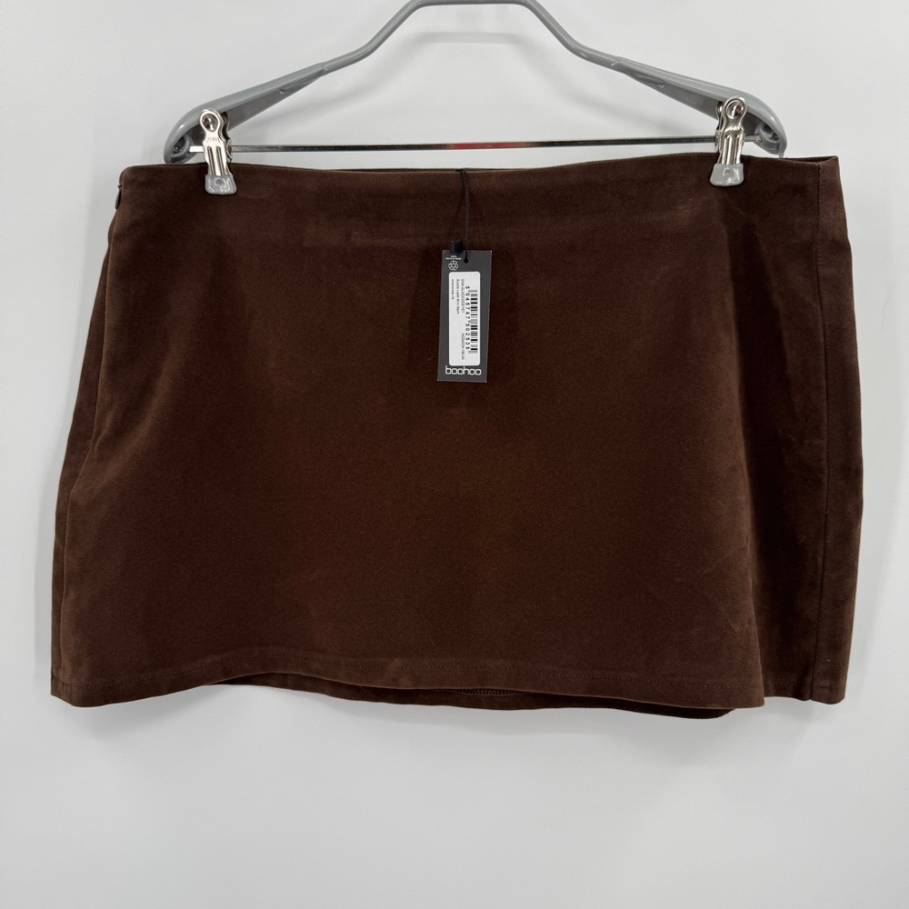 Boohoo Women's Faux Suede Mini Pencil Skirt size 12 US (EU 44) in Brown NEW